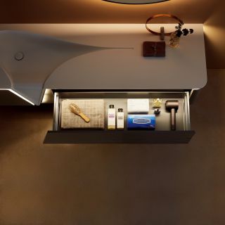 Комплект мебели для ванной Black&White Gravity V-2400 Hettich drawers Corian no-hole mirror LED Anti-fog